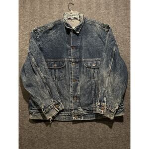 Vintage Lee Easy Rider Black Denim Jacket‎ Mens Distress Green Stitch XL USA EUC